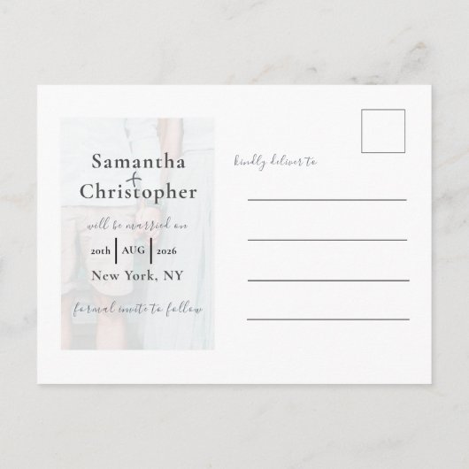 Carte Postale Faire-part Enregistrer la date Eucalyptus Dusty Mariage photo (Dos)