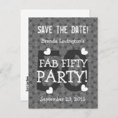 Carte Postale Faire-part Enregistrer la date FAB 50 Anniversaire V50B SILVE (Devant / Derrière)