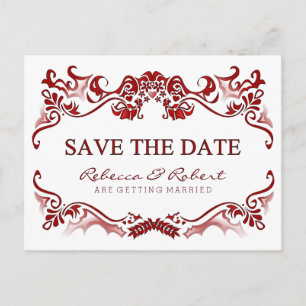 Carte Postale Faire-part Enregistrer la date Fancy Bordure Valentines Rouge