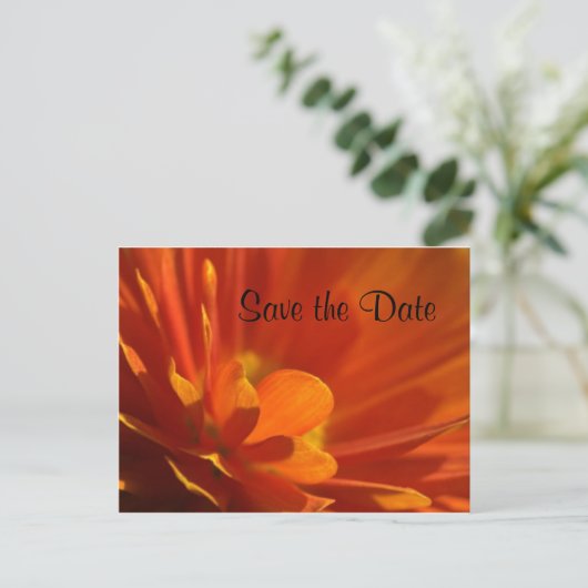 Carte Postale Faire-part Enregistrer la date Fleur orange (Debout devant)