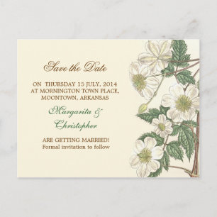 Carte Postale Faire-part enregistrer la date fleurs blanches élégantes cart