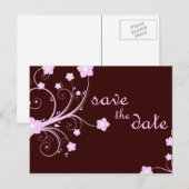 Carte Postale Faire-part enregistrer la date : fleurs roses : (Devant / Derrière)