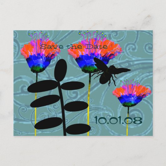 Carte Postale Faire-part Enregistrer La Date Fleurs Sauvages (Devant)
