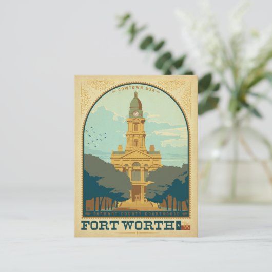 Carte Postale Faire-part Enregistrer la date - Fort Worth, TX (Debout devant)