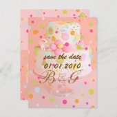 Carte Postale Faire-part Enregistrer la date, gâteau mariage (Devant / Derrière)