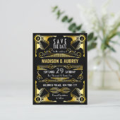 Carte Postale Faire-part Enregistrer la date Gatsby Mariage Art Déco Gold B (Debout devant)