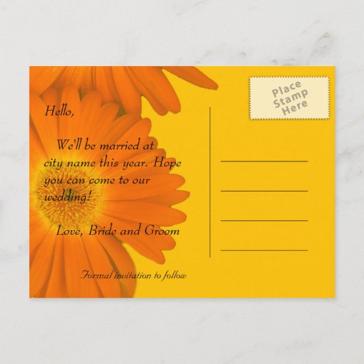 Carte Postale Faire-part enregistrer la date, gerbera daisy (Dos)