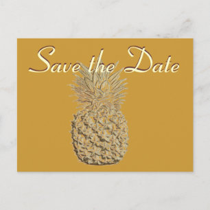 Carte Postale Faire-part Enregistrer la date Gold Ananas