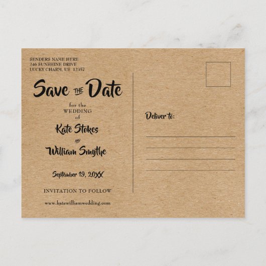 Carte Postale Faire-part Enregistrer la date Gold Heart Calendar Rustic Boh (Dos)