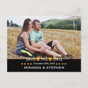 Carte Postale Faire-part Enregistrer la date Gold Heart Modern Mariage Phot