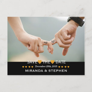 Carte Postale Faire-part Enregistrer la date Gold Heart Modern Mariage Phot