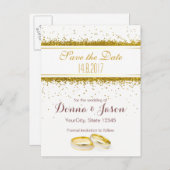 Carte Postale Faire-part Enregistrer la date Gold Parties scintillant annea (Devant / Derrière)