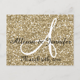 Carte Postale Faire-part Enregistrer la date Gold Parties scintillant Faux