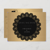 Carte Postale Faire-part Enregistrer la date Golden Minimalism Noir (Devant / Derrière)
