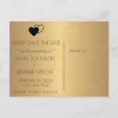 Carte Postale Faire-part Enregistrer la date Golden Minimalism Noir (Dos)