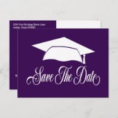 Carte Postale Faire-part Enregistrer La Date Graduation Simple Purple Schoo (Devant / Derrière)