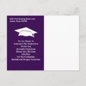 Carte Postale Faire-part Enregistrer La Date Graduation Simple Purple Schoo (Dos)