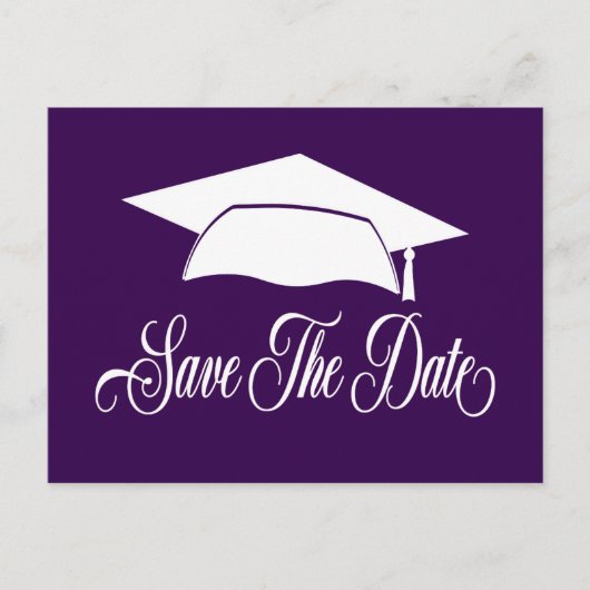 Carte Postale Faire-part Enregistrer La Date Graduation Simple Purple Schoo (Devant)