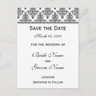 Carte Postale Faire-part Enregistrer la date - inverse noir et blanc