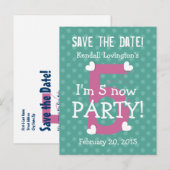 Carte Postale Faire-part Enregistrer la date Je suis cinq fête d'anniversai (Devant / Derrière)