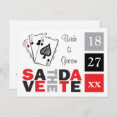 Carte Postale Faire-part Enregistrer La Date Las Vegas Mariage Casino Maria (Devant / Derrière)