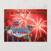Carte Postale Faire-part Enregistrer la date Las Vegas Mariage Fireworks (Devant)