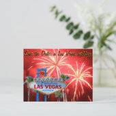 Carte Postale Faire-part Enregistrer la date Las Vegas Mariage Fireworks (Debout devant)
