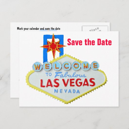 Carte Postale Faire-part Enregistrer la date Las Vegas Mariages (Devant / Derrière)