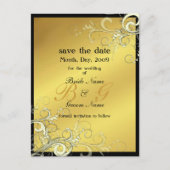 Carte Postale Faire-part Enregistrer la date, les tourbillons de crème mono (Devant)