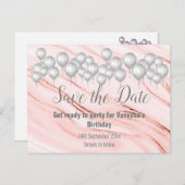 Carte Postale Faire-part Enregistrer la date Marble Balloon Sparkle All Occ (Devant / Derrière)