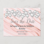 Carte Postale Faire-part Enregistrer la date Marble Balloon Sparkle All Occ (Devant)