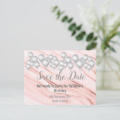 Carte Postale Faire-part Enregistrer la date Marble Balloon Sparkle All Occ (Debout devant)