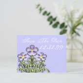 Carte Postale Faire-part Enregistrer la date - Marguerites violettes et jau (Debout devant)