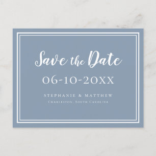 Carte Postale Faire-part Enregistrer La Date Mariage Dusty Bleu Simple Mode