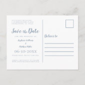 Carte Postale Faire-part Enregistrer La Date Mariage Dusty Bleu Simple Mode (Dos)