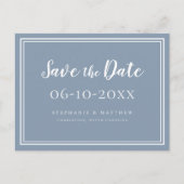 Carte Postale Faire-part Enregistrer La Date Mariage Dusty Bleu Simple Mode (Devant)