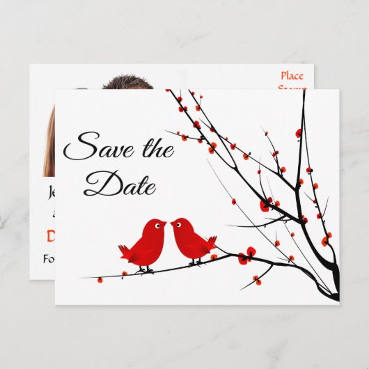 Carte Postale Faire-part Enregistrer la date Mariage Inséparables photo (Devant / Derrière)