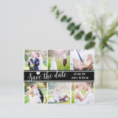 Carte Postale Faire-part ENREGISTRER LA DATE Mariage noir blanc 6 PHOTO Car (Debout devant)