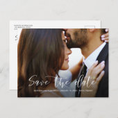 Carte Postale Faire-part Enregistrer la date Mariage Photo Chic Script élég (Devant / Derrière)