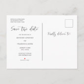Carte Postale Faire-part Enregistrer la date Mariage Photo Chic Script élég (Dos)