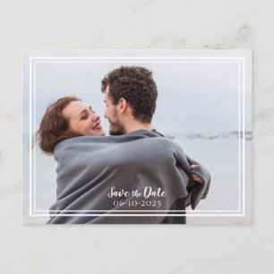 Carte Postale Faire-part Enregistrer la date Mariage Photo Gris & Blanc Mod
