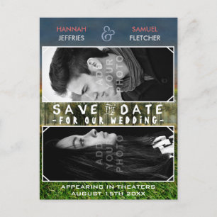 Carte Postale Faire-part Enregistrer la date Mariage Photo Movie Poster Thè