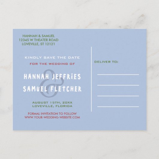 Carte Postale Faire-part Enregistrer la date Mariage Photo Movie Poster Thè (Dos)