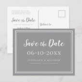 Carte Postale Faire-part Enregistrer La Date Mariage Ultimate Grey Simple M (Devant / Derrière)
