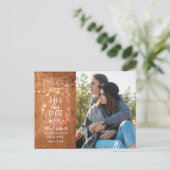 Carte Postale Faire-part Enregistrer la date Mason Jar String Lights Rustic (Debout devant)