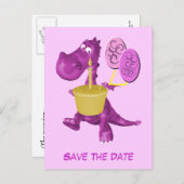Carte Postale Faire-part Enregistrer la date mignonne violet dragon Ballons (Devant / Derrière)