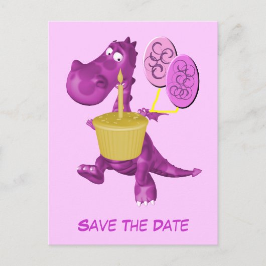 Carte Postale Faire-part Enregistrer la date mignonne violet dragon Ballons (Devant)