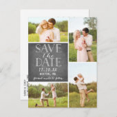 Carte Postale Faire-part Enregistrer la date moderne 4-Photo Collage Classi (Devant / Derrière)