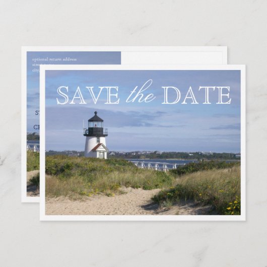 Carte Postale Faire-part Enregistrer la date Nantucket Mariage Brant Point  (Devant / Derrière)
