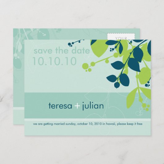 Carte Postale Faire-part ENREGISTRER LA DATE :: natif 1 (Devant / Derrière)